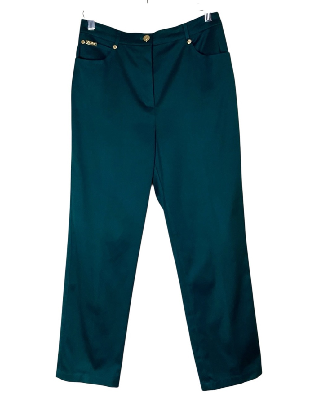 St. John Sport Forest Green Chino Straight Leg Pants Size 8